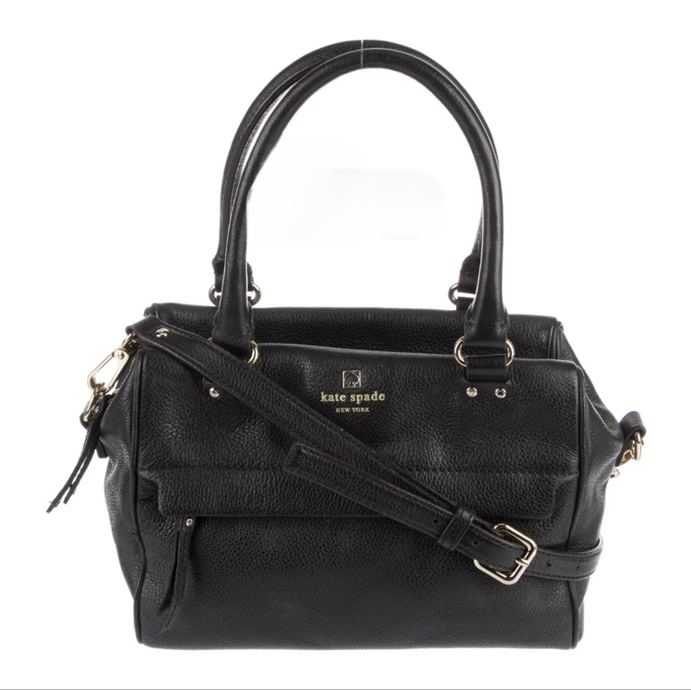 New Kate Spade New York Grant Park Hadlen Black pebble leather satchel purse - Picture 14 of 16
